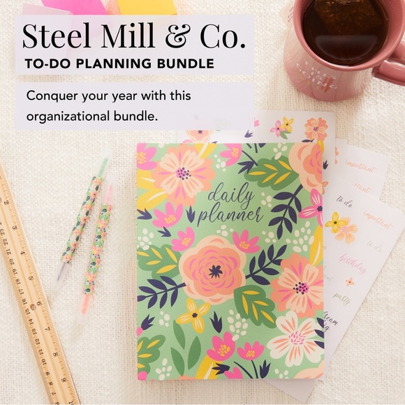 Steel Mill Daily To Do Planner | 2 Dual Tip Highlighters | NEW Sealed - Picture 1 of 4